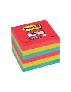 Bloc de notas adhesivas quita y pon post it super sticky 76x76 mm con 6 bloc 2 rojos verde neon azul