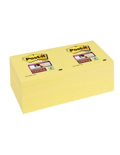 Bloc de notas adhesivas quita y pon post it super sticky 76x127 mm con 12 bloc amarillo canario