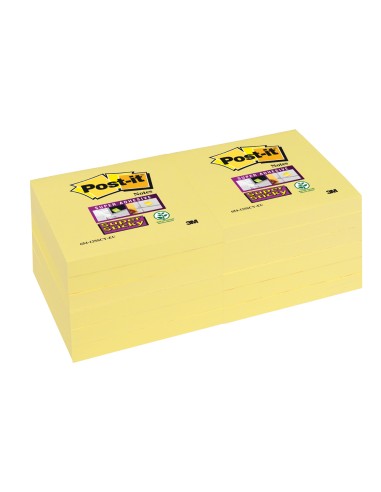 Bloc de notas adhesivas quita y pon post it super sticky 76x127 mm con 12 bloc amarillo canario