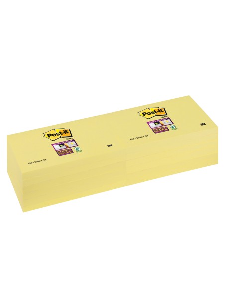 Bloc de notas adhesivas quita y pon post it super sticky 76x76 mm con 12 bloc amarillo canario