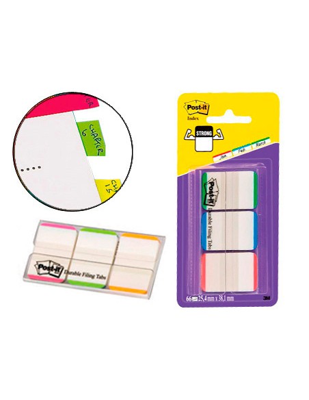 Banderitas separadoras post index verde rojo y azul dispensador funda 3x22