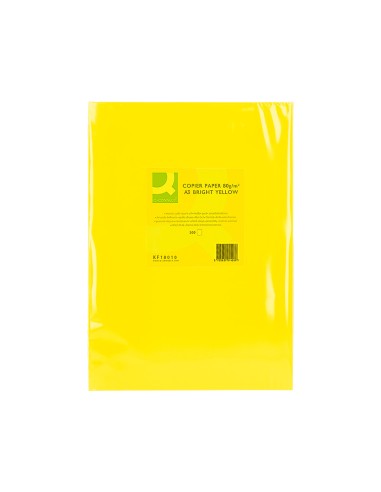 Papel color q connect din a3 80 gr amarillo intenso paquete de 500 hojas