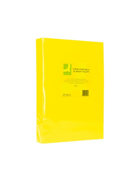 Papel color q connect din a3 80 gr amarillo intenso paquete de 500 hojas