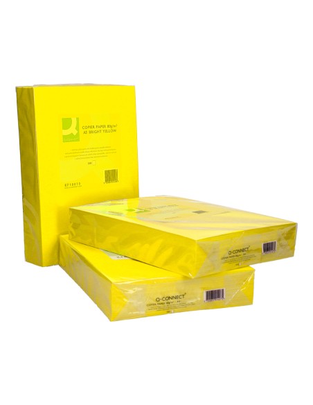 Papel color q connect din a3 80 gr amarillo intenso paquete de 500 hojas