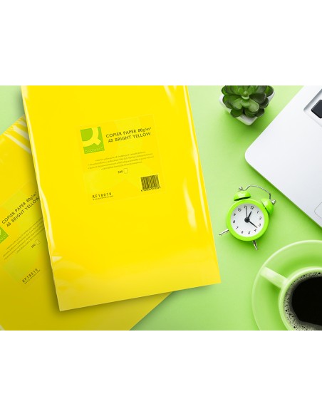 Papel color q connect din a3 80 gr amarillo intenso paquete de 500 hojas