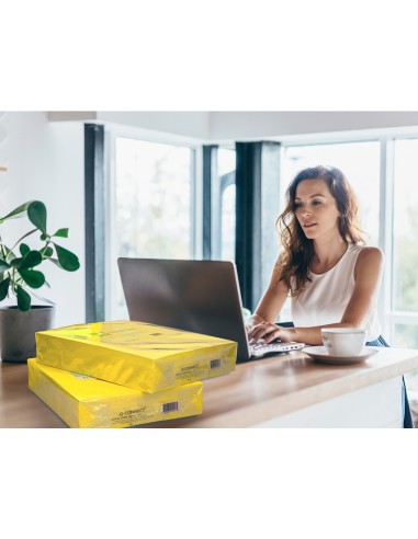 Papel color q connect din a3 80 gr amarillo intenso paquete de 500 hojas