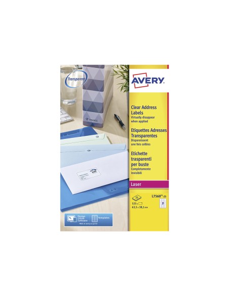 Etiqueta adhesivas resistente avery transparente 381x212 mm caja de 1625 unidades