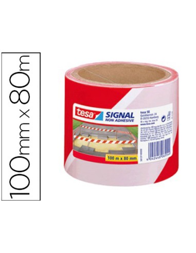 Cinta de senalizacion tesa rojo y blanco 100mt x 80 mm