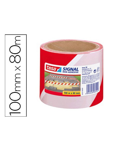 Cinta de senalizacion tesa rojo y blanco 100mt x 80 mm