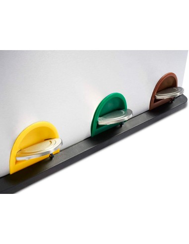 Papelera contenedor q connect metalica con tapadera de plastico y pedal 3 depositos 45l 605x340x485 mm