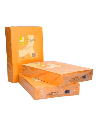 Papel color q connect din a4 80gr naranja neon paquete de 500 hojas