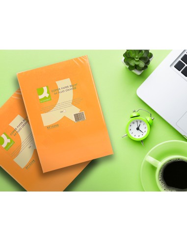 Papel color q connect din a4 80gr naranja neon paquete de 500 hojas