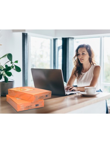 Papel color q connect din a4 80gr naranja neon paquete de 500 hojas