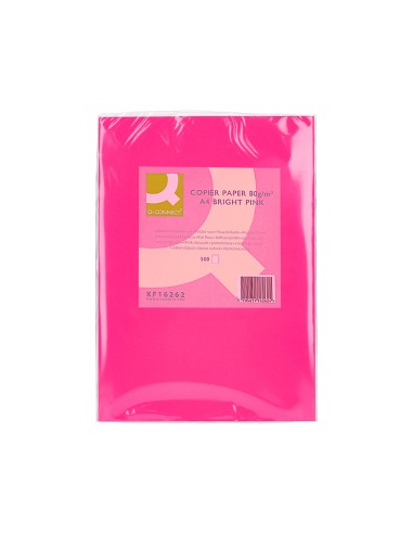 Papel color q connect din a4 80gr rosa intenso paquete de 500 hojas
