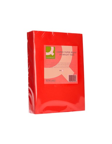 Papel color q connect din a4 80gr rojo intenso paquete de 500 hojas