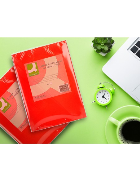 Papel color q connect din a4 80gr rojo intenso paquete de 500 hojas
