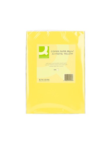 Papel color q connect din a4 80gr amarillo paquete de 500 hojas