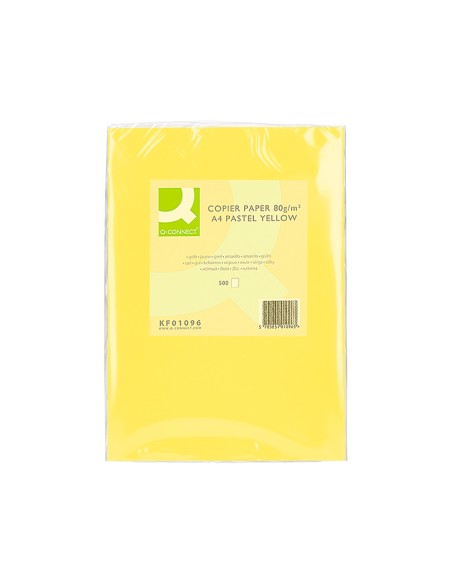 Papel color q connect din a4 80gr amarillo paquete de 500 hojas