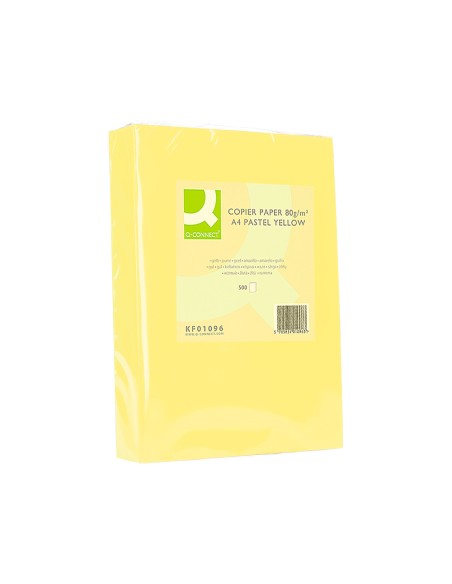 Papel color q connect din a4 80gr amarillo paquete de 500 hojas