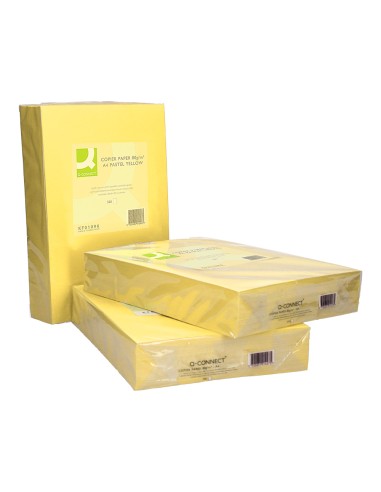 Papel color q connect din a4 80gr amarillo paquete de 500 hojas