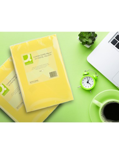 Papel color q connect din a4 80gr amarillo paquete de 500 hojas