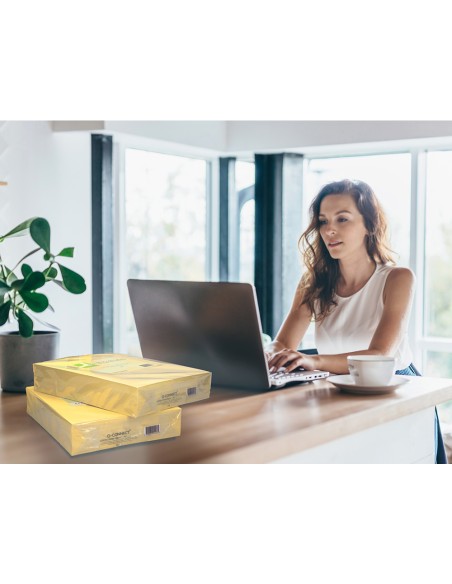 Papel color q connect din a4 80gr amarillo paquete de 500 hojas