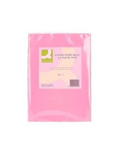 Papel color q connect din a4 80 gr rosa paquete de 500 hojas