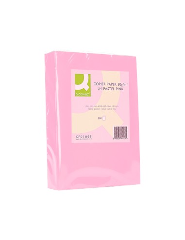 Papel color q connect din a4 80 gr rosa paquete de 500 hojas