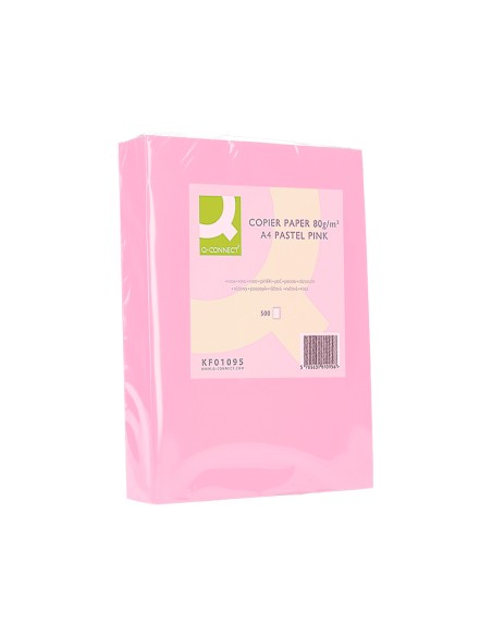 Papel color q connect din a4 80 gr rosa paquete de 500 hojas