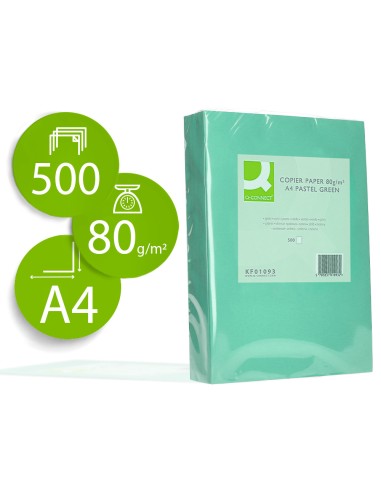 Papel color q connect din a4 80 gr verde paquete de 500 hojas