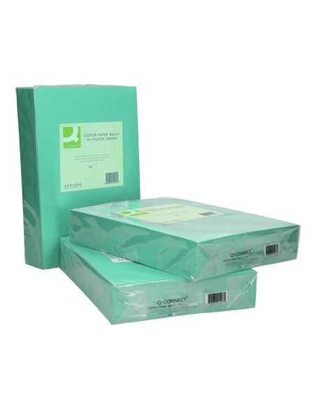 Papel color q connect din a4 80 gr verde paquete de 500 hojas