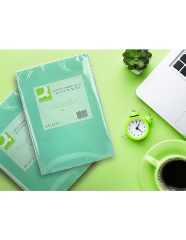 Papel color q connect din a4 80 gr verde paquete de 500 hojas