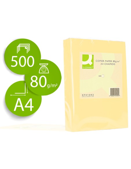 Papel color q connect din a4 80gr champagne paquete de 500 hojas