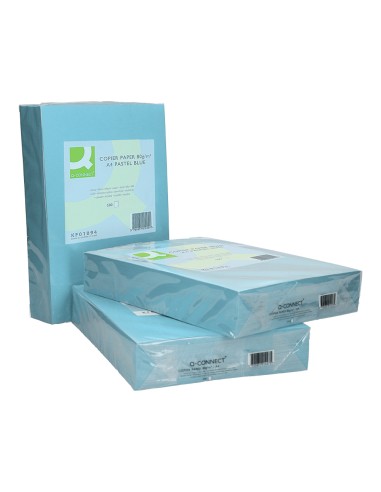 Papel color q connect din a4 80gr celeste paquete de 500 hojas