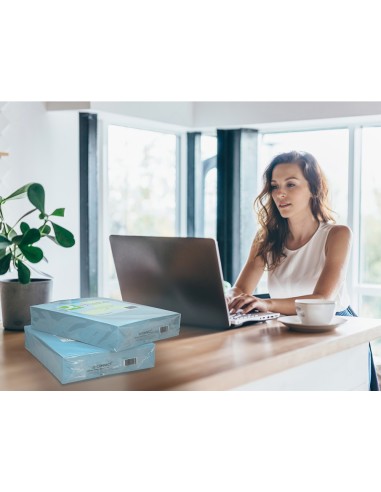 Papel color q connect din a4 80gr celeste paquete de 500 hojas