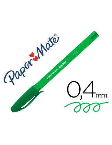 Boligrafo paper mate inkjoy 100 punta media trazo 1 mm verde