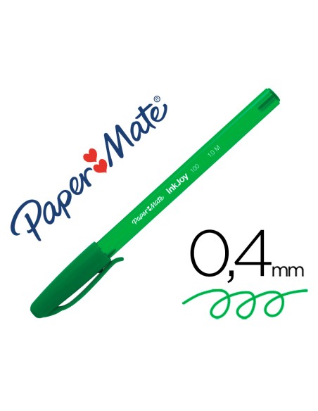 Boligrafo paper mate inkjoy 100 punta media trazo 1 mm verde
