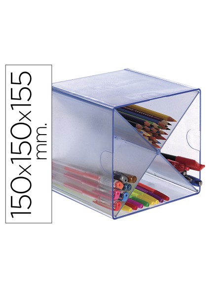 Archicubo archivo 2000 aspa organizador modular plastico azul transparente 150x150x155 mm incluye 2 clips de sujecion