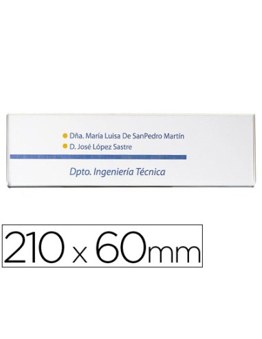 Identificador mural archivo 2000 portanombre con adhesivo trasero en poliestireno transparente 210x60 mm