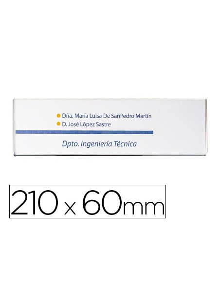 Identificador mural archivo 2000 portanombre con adhesivo trasero en poliestireno transparente 210x60 mm