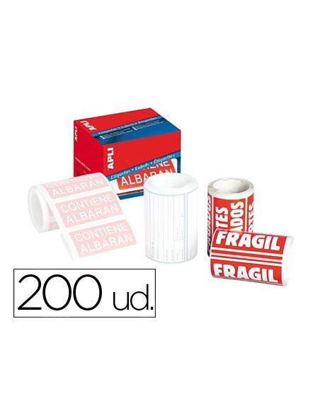 Etiquetas apli fragil 50x100 mm rollo con 200 unidades