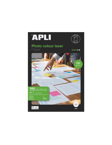 Papel fotografico apli glossy doble cara din a4 pack de 100 hojas 160 gr