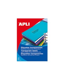 Etiqueta adhesiva apli 1224 transparentes tamano 70x37 mm para fotocopiadora laser caja 20 hojas con 480 etiquetas
