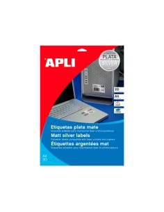 Etiqueta adhesiva apli 10071 metalizada tamano 210x297 mm para fotocopiadora laser caja 20 hojas