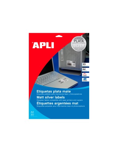 Etiqueta adhesiva apli 10071 metalizada tamano 210x297 mm para fotocopiadora laser caja 20 hojas