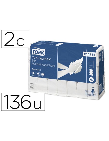 Toalla de papel engarzada 2 capas 21x33 cm paquete de 136 unidades para dispensador h2 Toalla de papel engarzada 2 capas 21x33 cm paquete de 136 unidades para dispensador h2