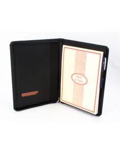 Carpeta portafolios q connect artesania a4 similpiel negro cremallera y dptos 332x262x30 mm fabricada en ubrique