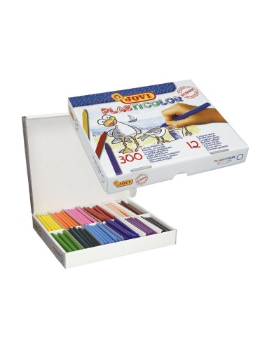 Lapices cera jovi plasticolor caja de 300 unidades 25 colores surtidos