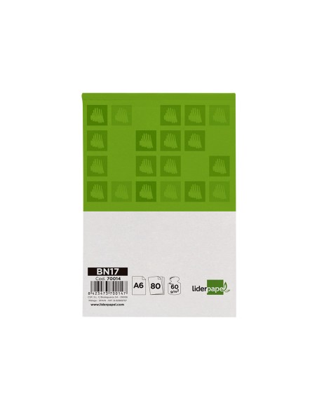 Bloc notas liderpapel cuadro 4 mm a6 80 hojas 60 g m2 perforado sin tapa Bloc notas liderpapel cuadro 4 mm a6 80 hojas 60 g m2 perforado sin tapa
