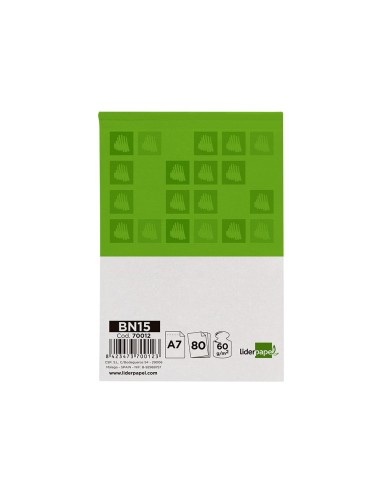 Bloc notas liderpapel cuadro 4 mm a7 80 hojas 60 g m2 perforado sin tapa